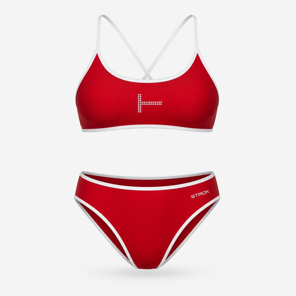 Bikini Mujer Espalda Cruzada Rojo con T detras | STROK